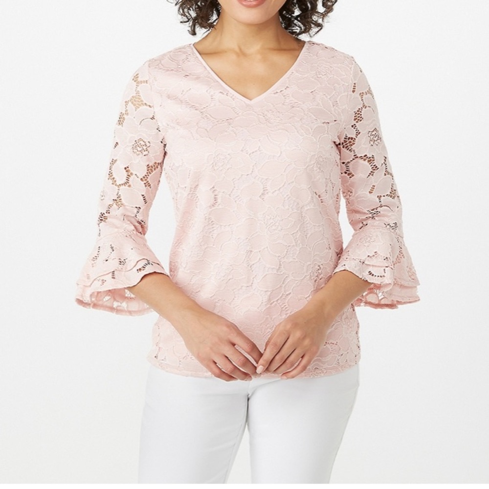 Dress Barn Lace Flutter Sleeve Top